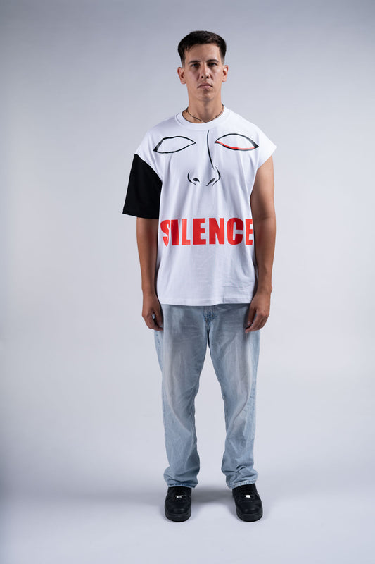 Asymmetric Silence T-shirt White