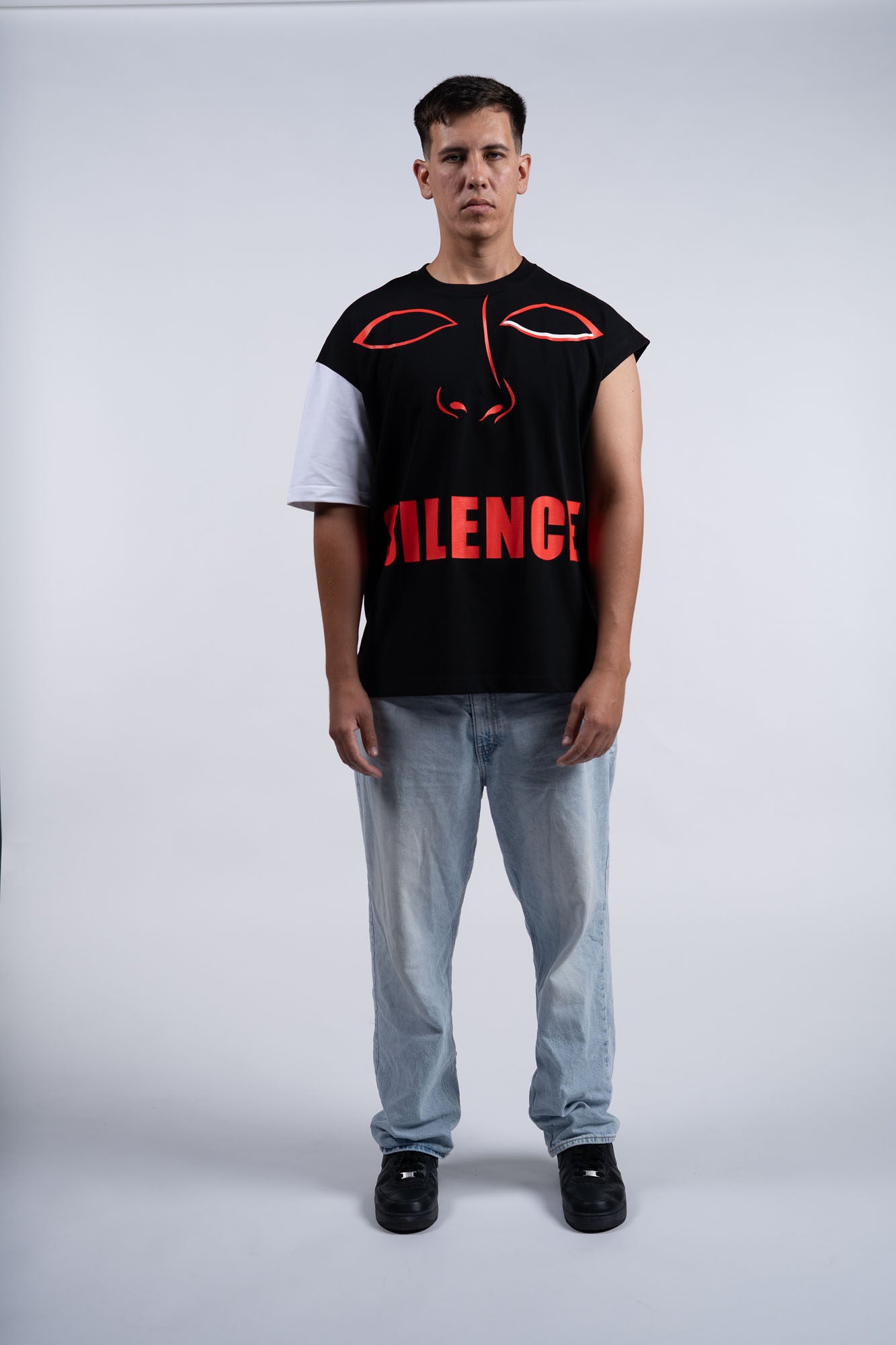 Asymmetric Silence T-shirt Black